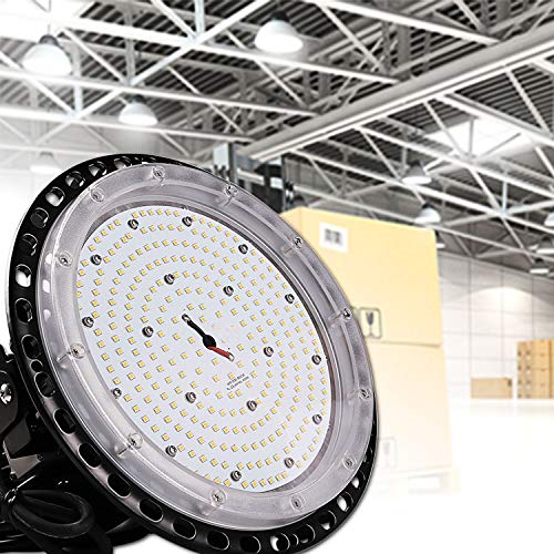 【高輝度、防水、節電】led投光器 ufo型100W 16000lm led高天井照明 ハイベイライト吊下げタイプLED作業灯 1000Wバラストレス水銀灯相当 高天井用led IP65防水防塵 掲示板、作業灯、ワークライト、公園、工場、倉庫、天井照明 5M防水コード付き PSE認証 工場直接販売（昼白色）